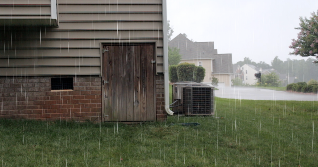 Crawl space door helping with keeping rain water out of a crawl space